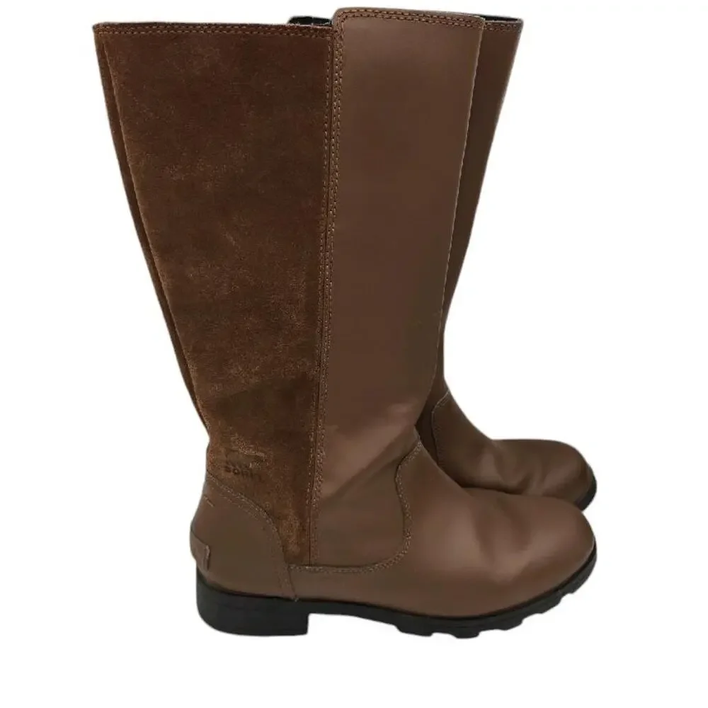 Sorel Youth Emelie Leather Suede‎ Tall Boots Size 5 Brown